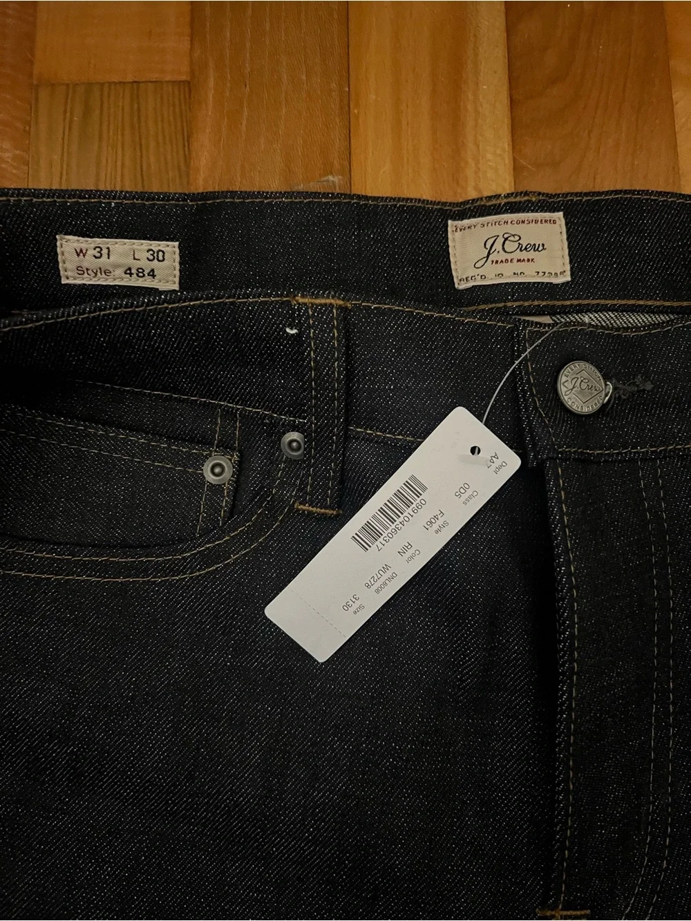 J. Crew 484 Slim Fit Japanese Selvedge Denim Jeans Dark Wash 31x30 NWT